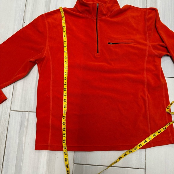 LL Bean Jacket Men's Orange Fleece 1/4 Zip Pullover Zipper Pockets L EUC - Picture 5 of 6